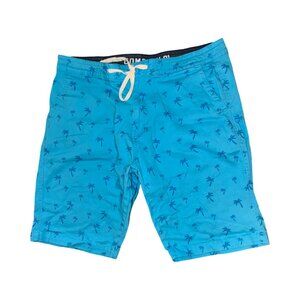 Sz.36*Company 81*Aqua Blue w/ Palm Trees Burmuda Shorts